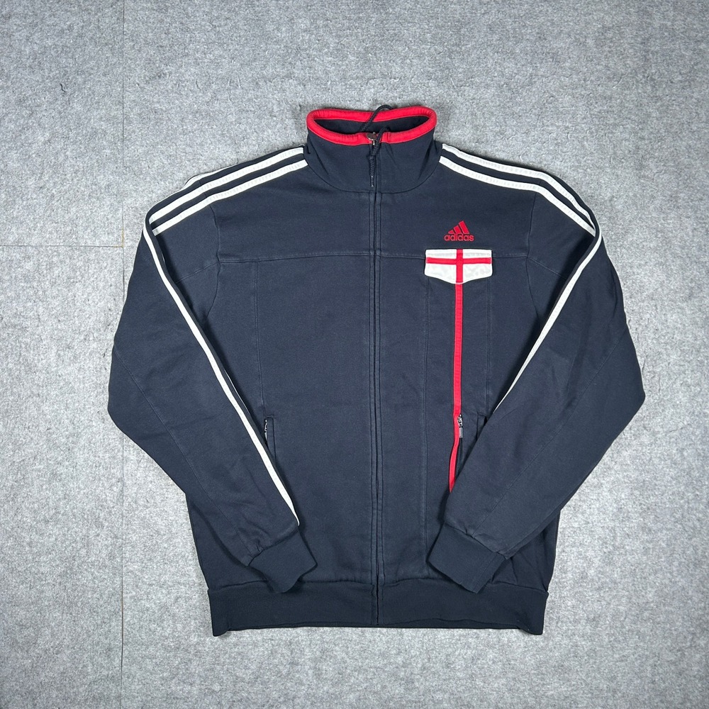Adidas Track Jacket Men XL Navy Blue Euro 2008 England Bulldog Soccer Full Zip